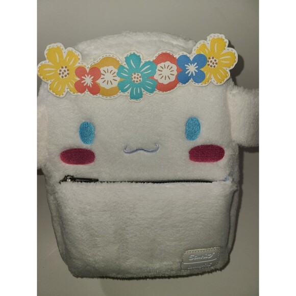 NEW NWT Loungefly Cinnamoroll Flower Crown Plush Fuzzy Mini Backpack Hello Kitty - Picture 3 of 6